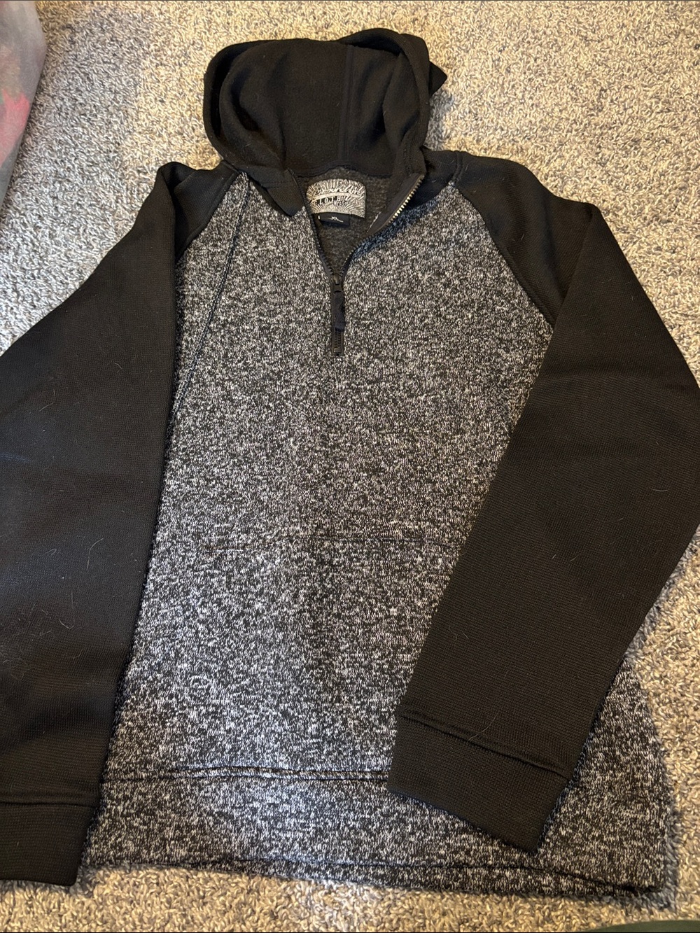 Brooklyn Cloth Men's Half-Zip Hoodie Sweater - Black & Gray